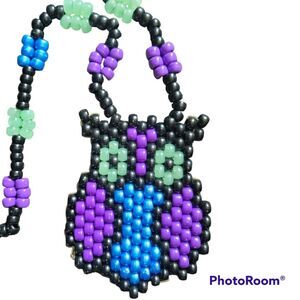 Colorful OWL Pony Bead Rave Kandi Necklace